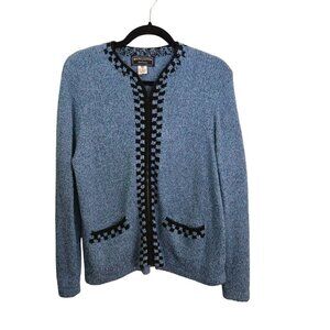 South Cotton Vintage Hand Loomed In Bolivia Full Zip Cardigan Sweater Size M